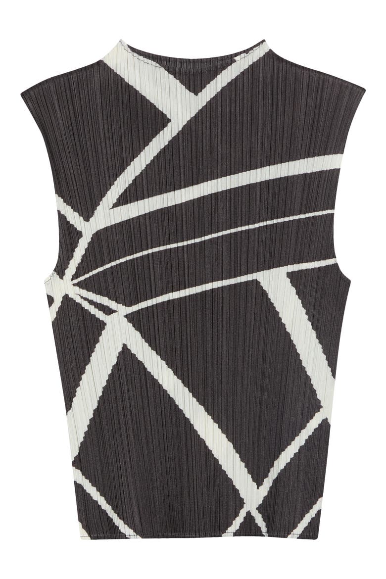 Fold Line Pleated Sleeveless Top, Alternate, color, CHARCOAL