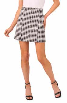 CeCe Metallic Button Front Tweed Miniskirt
