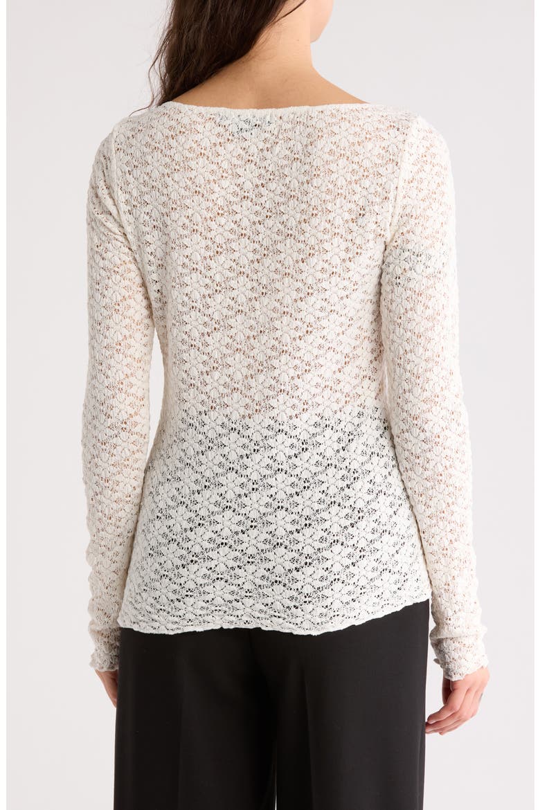 Neck Long Sleeve Lettuce Edge Top, Alternate, color, MILK