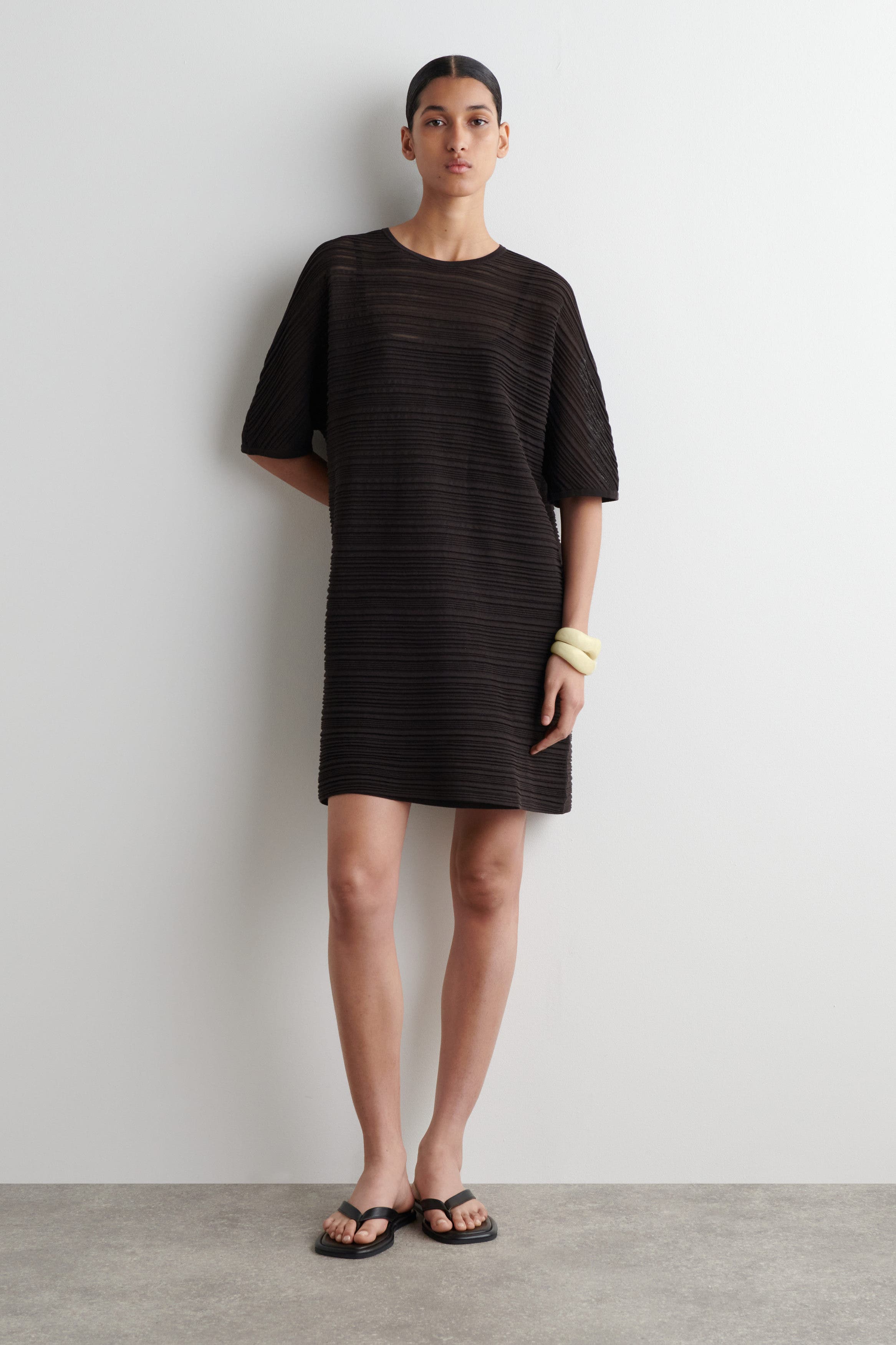 Pleated Knit Mini Dress - image 2