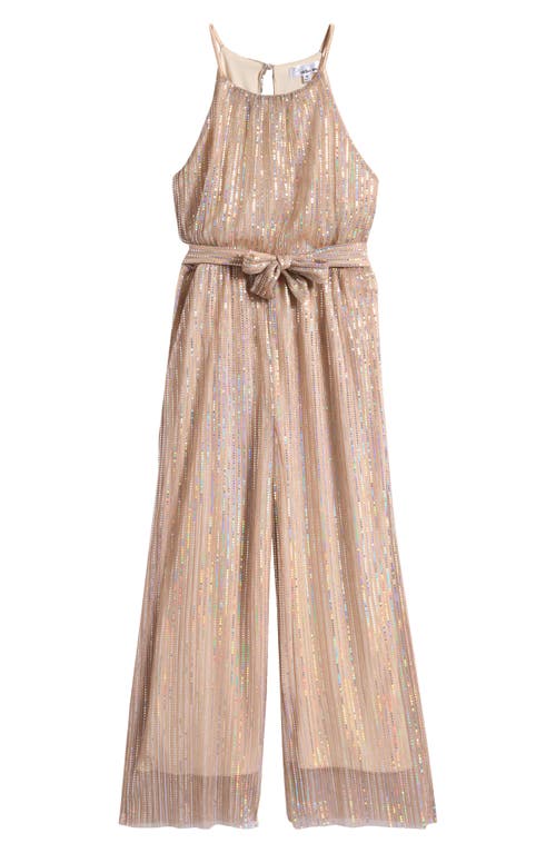 LOVE, NICKIE LEW Kids' Holographic Dot Party Jumpsuit in Blush Silver  product