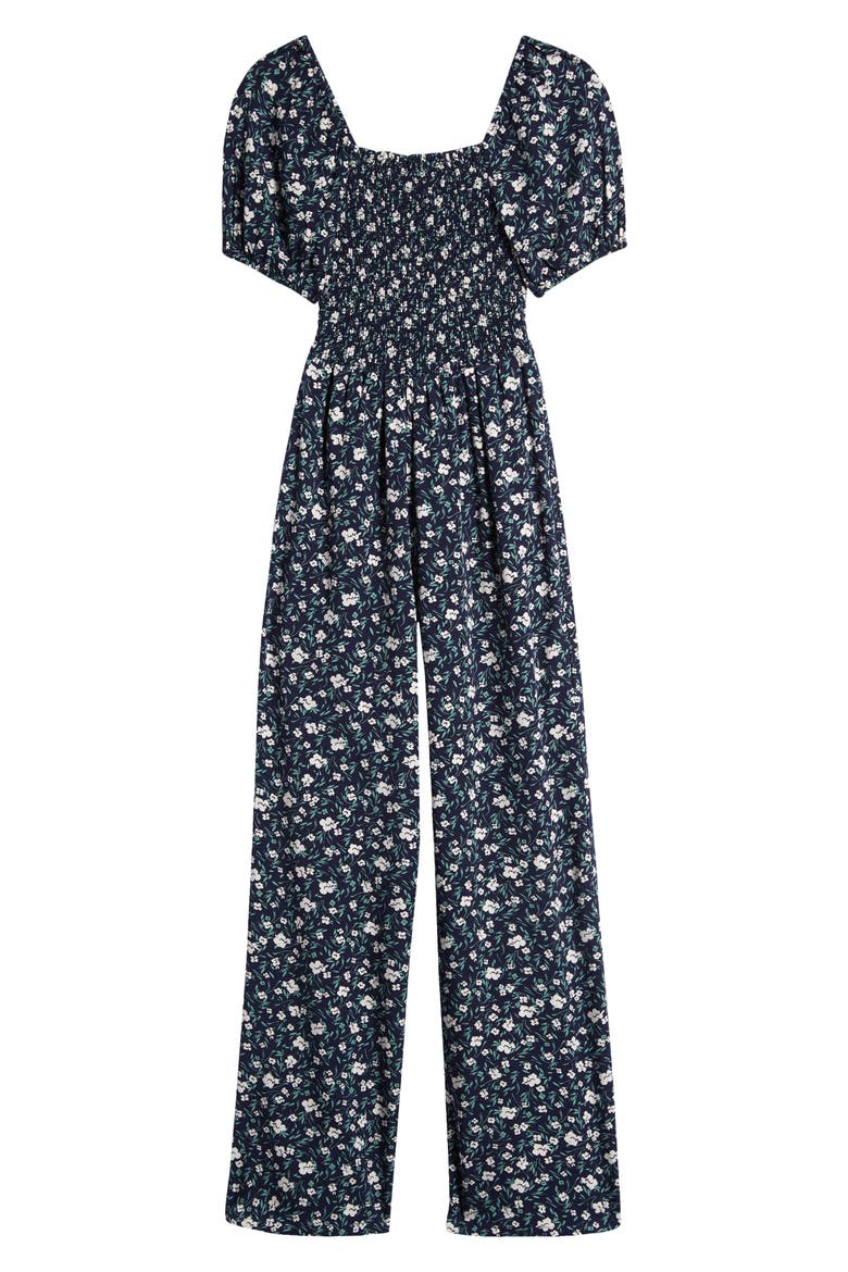 Kids' Floral Square Neck Jumpsuit, Main, color, NAVY PEACOAT DAISY SPRAY