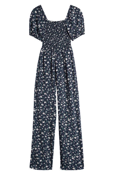 Kids' Floral Square Neck Jumpsuit (Big Kid)