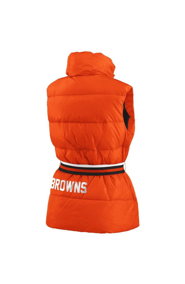 WEAR by Erin Andrews Women's WEAR by Erin Andrews Orange Cleveland Browns Full-Zip Puffer Vest with Belt, Alternate, color,