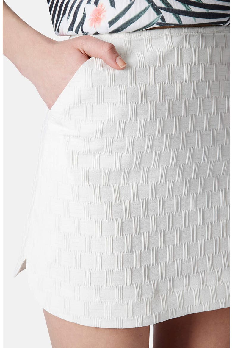 Textured Curved Hem Miniskirt, Alternate, color, IVORY