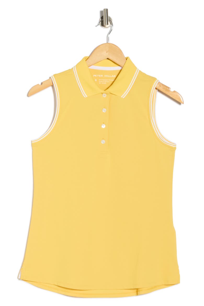 Canterbury Tipped Sport Mesh Sleeveless Polo, Alternate, color, LEMON DROP / WHITE