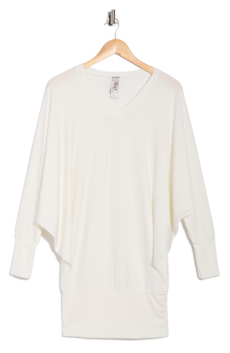 GO COUTURE V-Neck Dolman Tunic Sweater, Alternate, color, Ivory