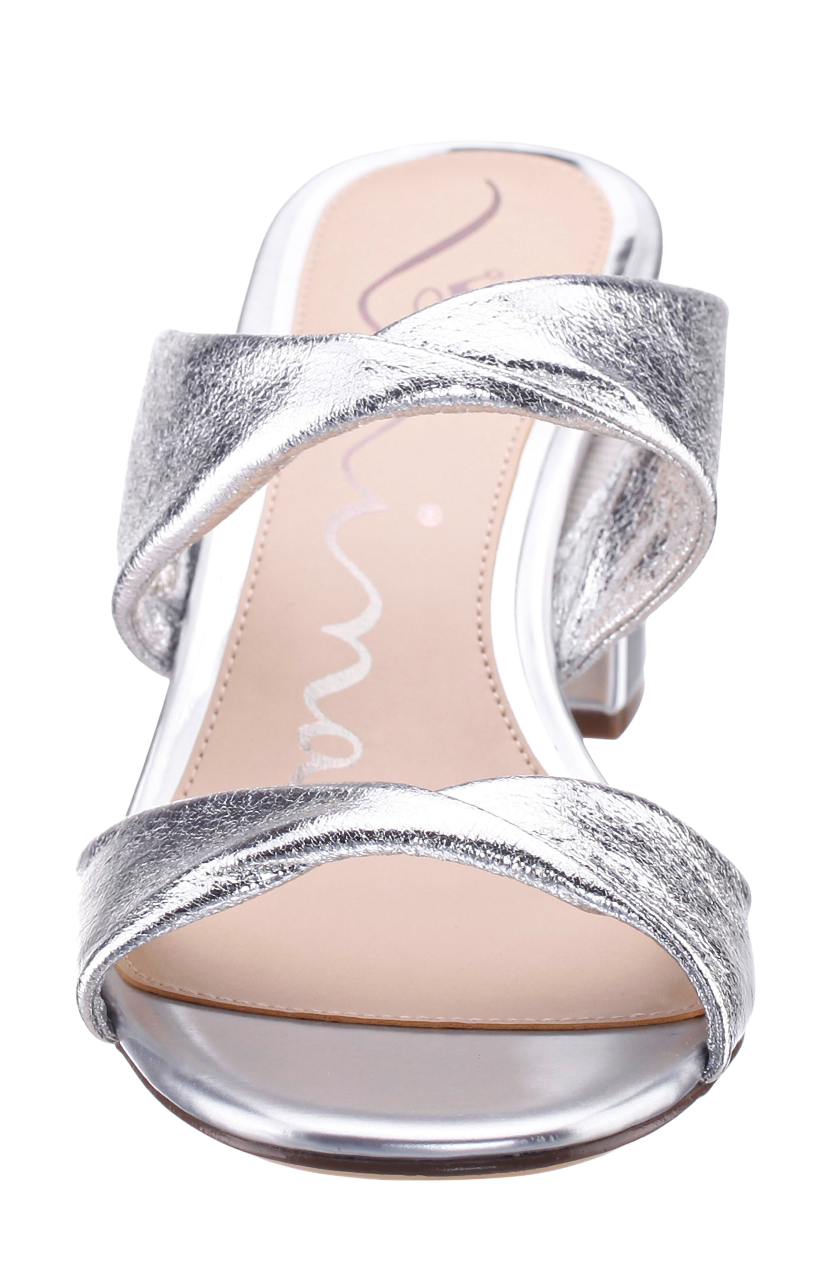 Nina Bassie Block Heel Slide Sandal, Alternate, color, Silver Soft