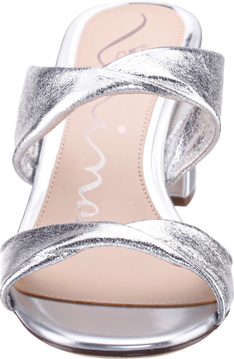 Nina Bassie Block Heel Slide Sandal, Alternate, color, Silver Soft