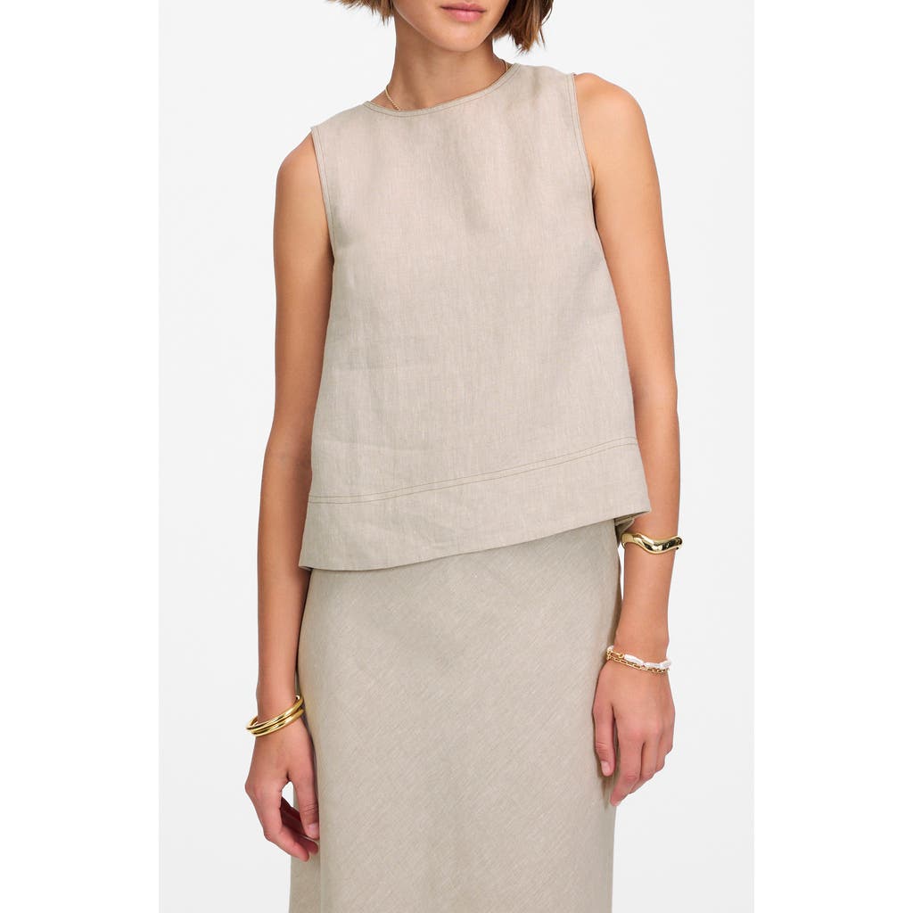 Madewell Pleated Linen Sleeveless Shell Top In Oat