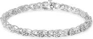 Haus of Brilliance 10K White Gold 1.00 Cttw Diamond Floral Cluster and X-Link 7.25" Bracelet
