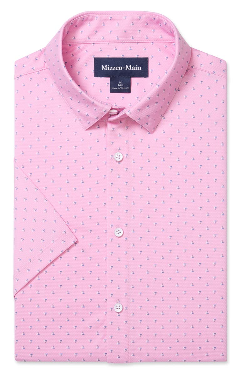 Mizzen+Main Halyard Geo Print Short Sleeve Performance Button-Up Shirt, Alternate, color,