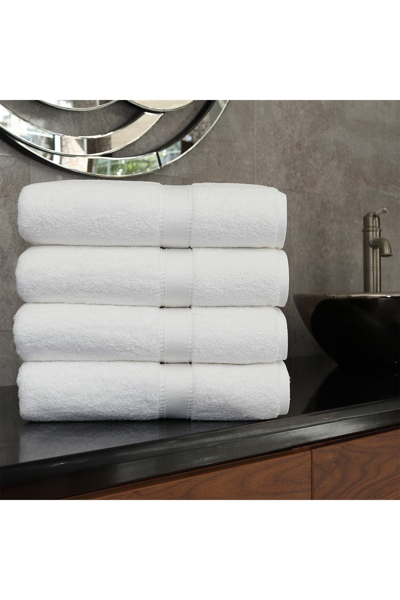 Sinemis Terry 4-Piece Bath Towel Set - White, Alternate, color, WHITE