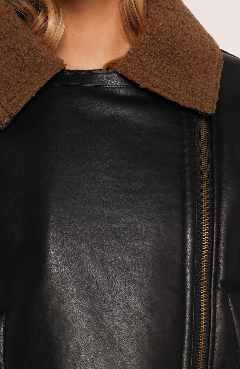 Petal & Pup Folk Faux Leather Jacket, Alternate, color, Black/ Brown