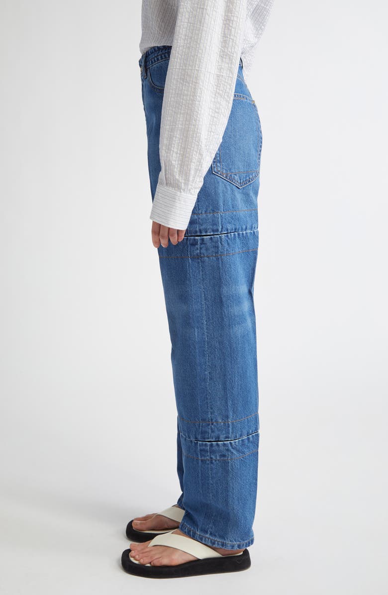 SETCHU Hook & Eye Convertible Paper Denim Straight Leg Jeans, Alternate, color, Indigo Wash