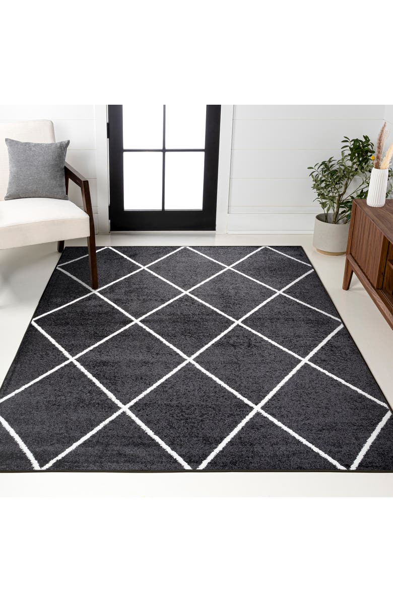 JONATHAN Y Cole Minimalist Diamond Trellis Area Rug, Alternate, color, Black/White