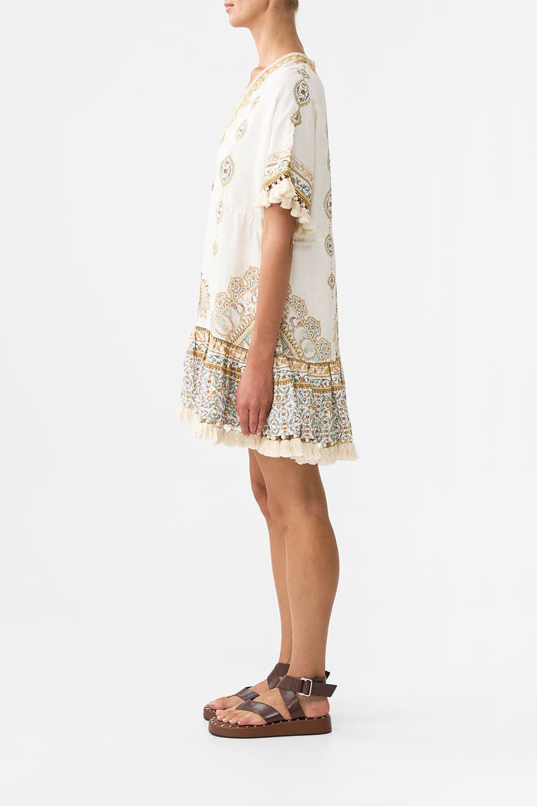 Short V Neck Embroidered Dress Ottoman Dynasty, Alternate, color, Ottoman Dynasty