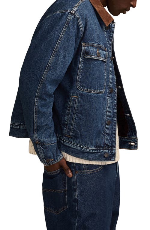 Lucky Brand Corduroy Collar Denim Jacket In Blue
