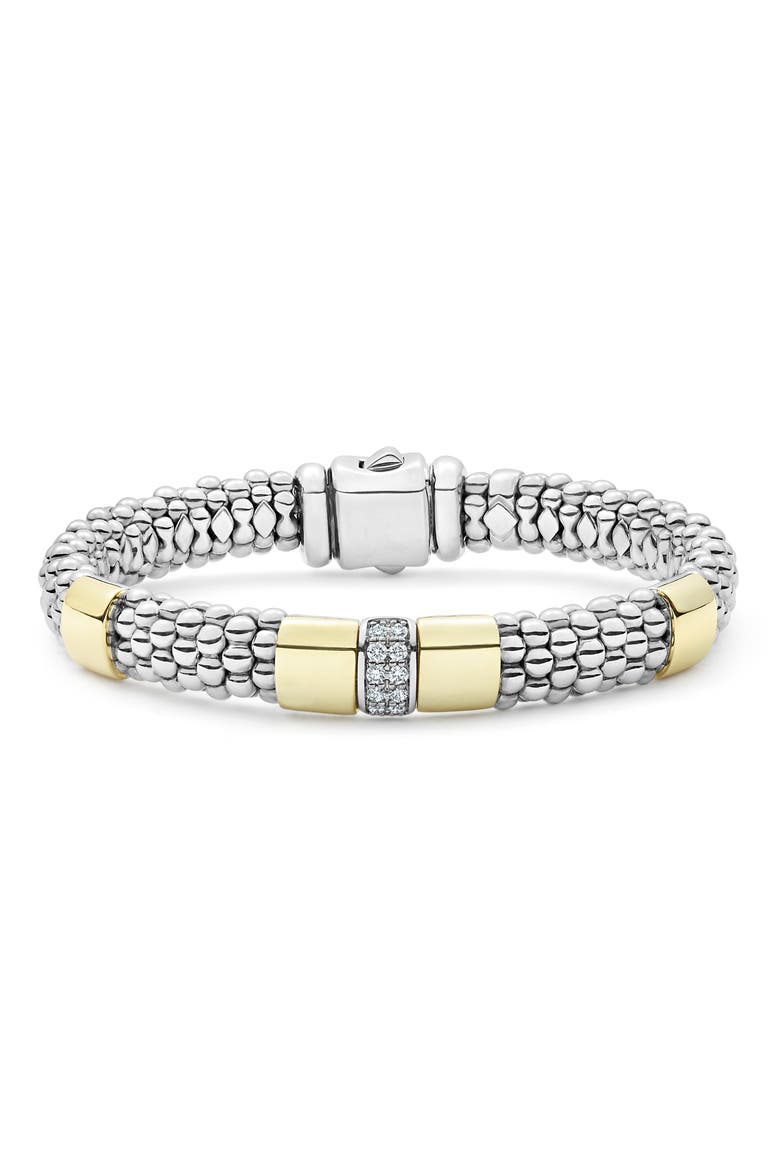 Caviar Lux Diamond Rope Station Bracelet, Main, color, SILVER/ GOLD