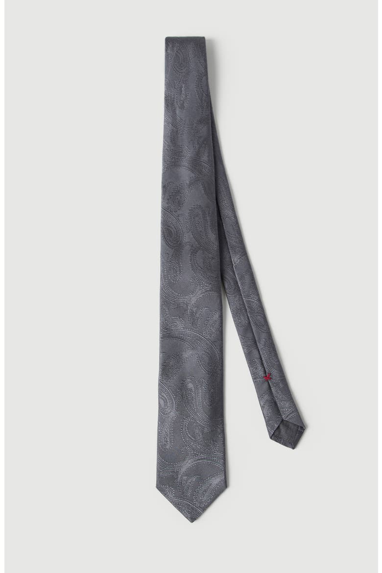 Paisley silk tie, Alternate, color, Dark Grey