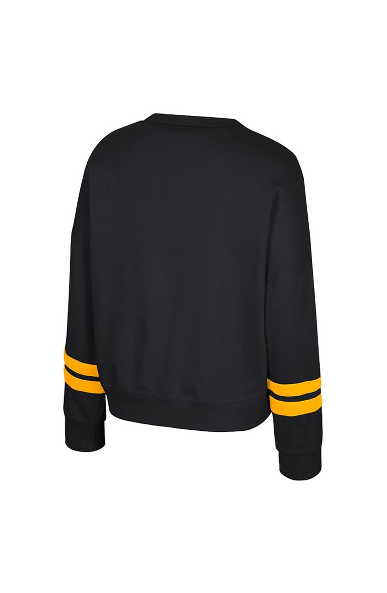 COLOSSEUM Women's Colosseum Black Iowa Hawkeyes Splashy Crewneck Fleece Sweatshirt, Alternate, color, Black