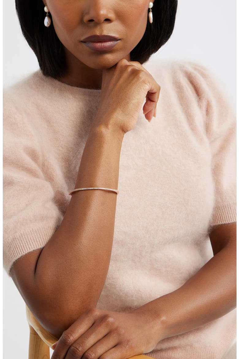 Delicate Cubic Zirconia Bangle, Alternate, color, CLEAR- ROSE GOLD