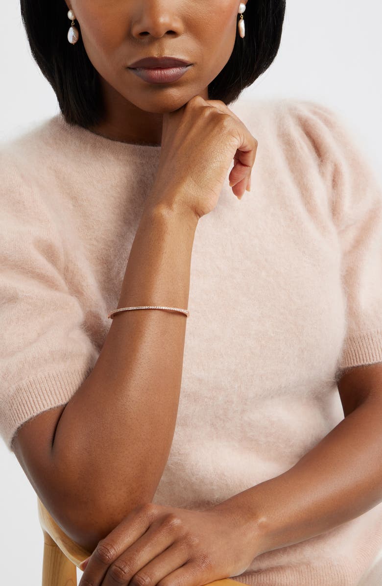 Nordstrom Delicate Cubic Zirconia Bangle, Alternate, color, Clear- Rose Gold