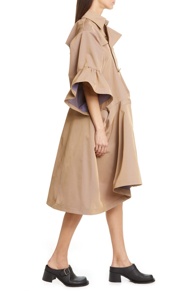 Junya Watanabe Ruffle Sleeve Twill Trench Coat, Alternate, color, 