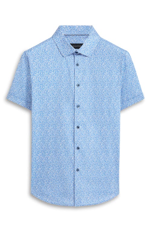 Shop Bugatchi Miles Ooohcotton® Leaf Print Short Sleeve Button-up Shirt