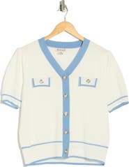 Nanette Lepore Preppy Pointelle Short Sleeve Sweater