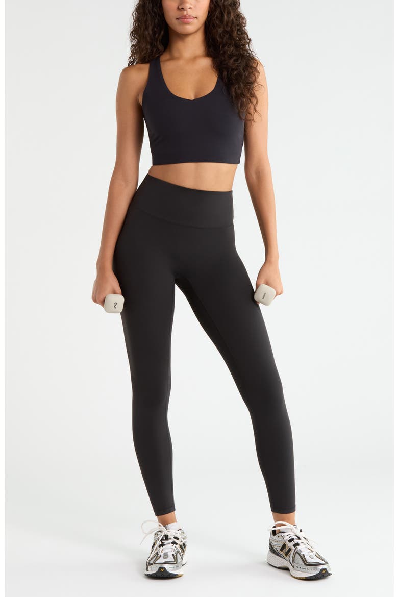 Studio Luxe Essential Racerback Sports Bra, Alternate, color, BLACK