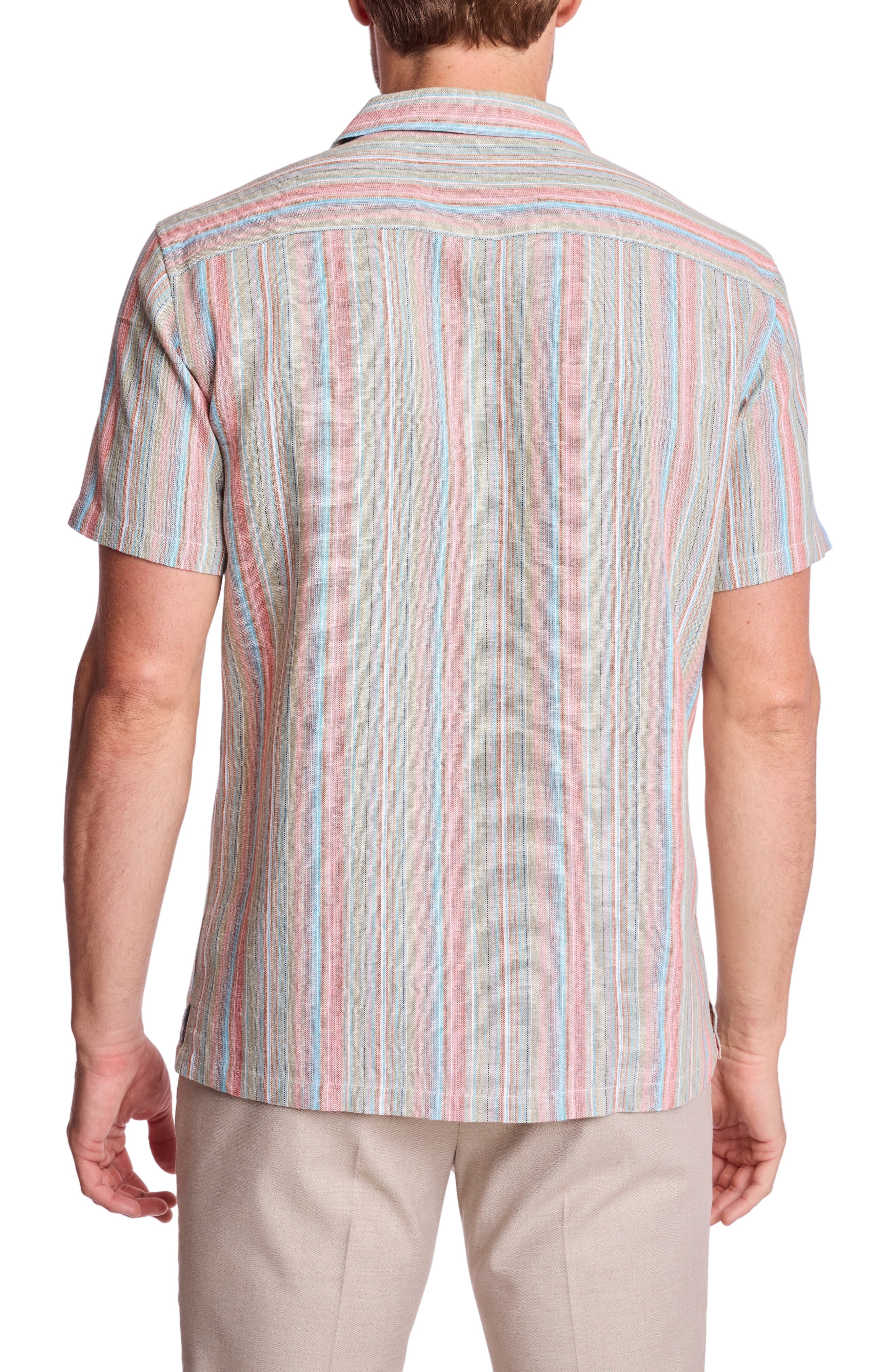 Stripe Linen Blend Camp Shirt - image 2