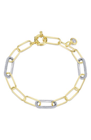 Lafonn Simulated Diamond Paper Clip Chain Bracelet In Gold