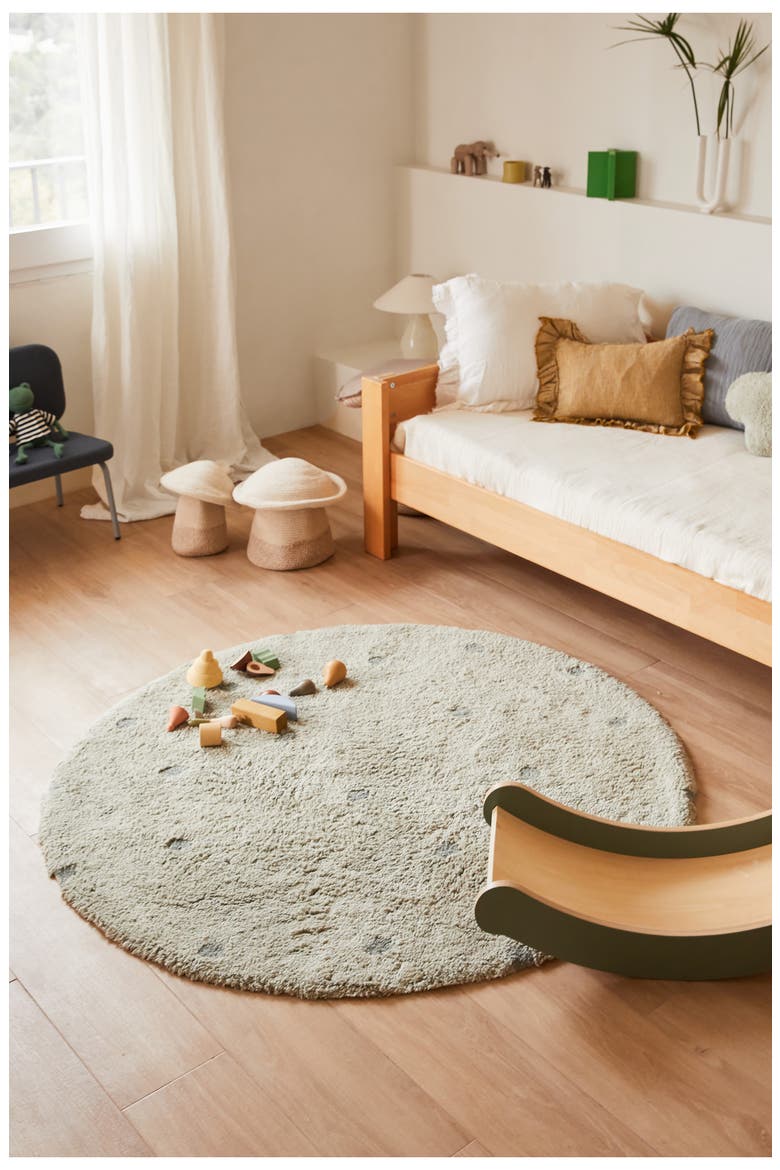 Kids' Wasahable Round Dot Play Rug, Alternate, color, BLUE SAGE VINTAGE BLUE