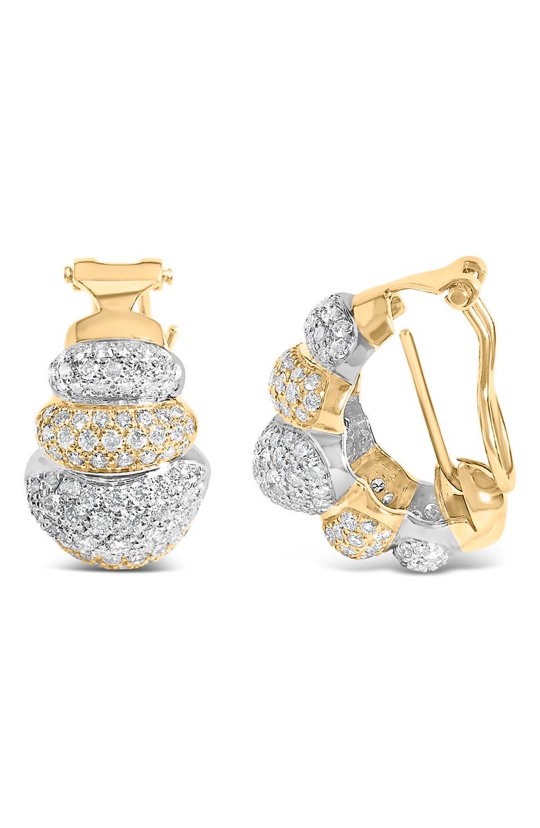 Haus of Brilliance 18K Two-Toned Gold 5.00 Cttw Diamond Three-tier Domed Button Omega Back Earrings, Alternate, color, Yellow