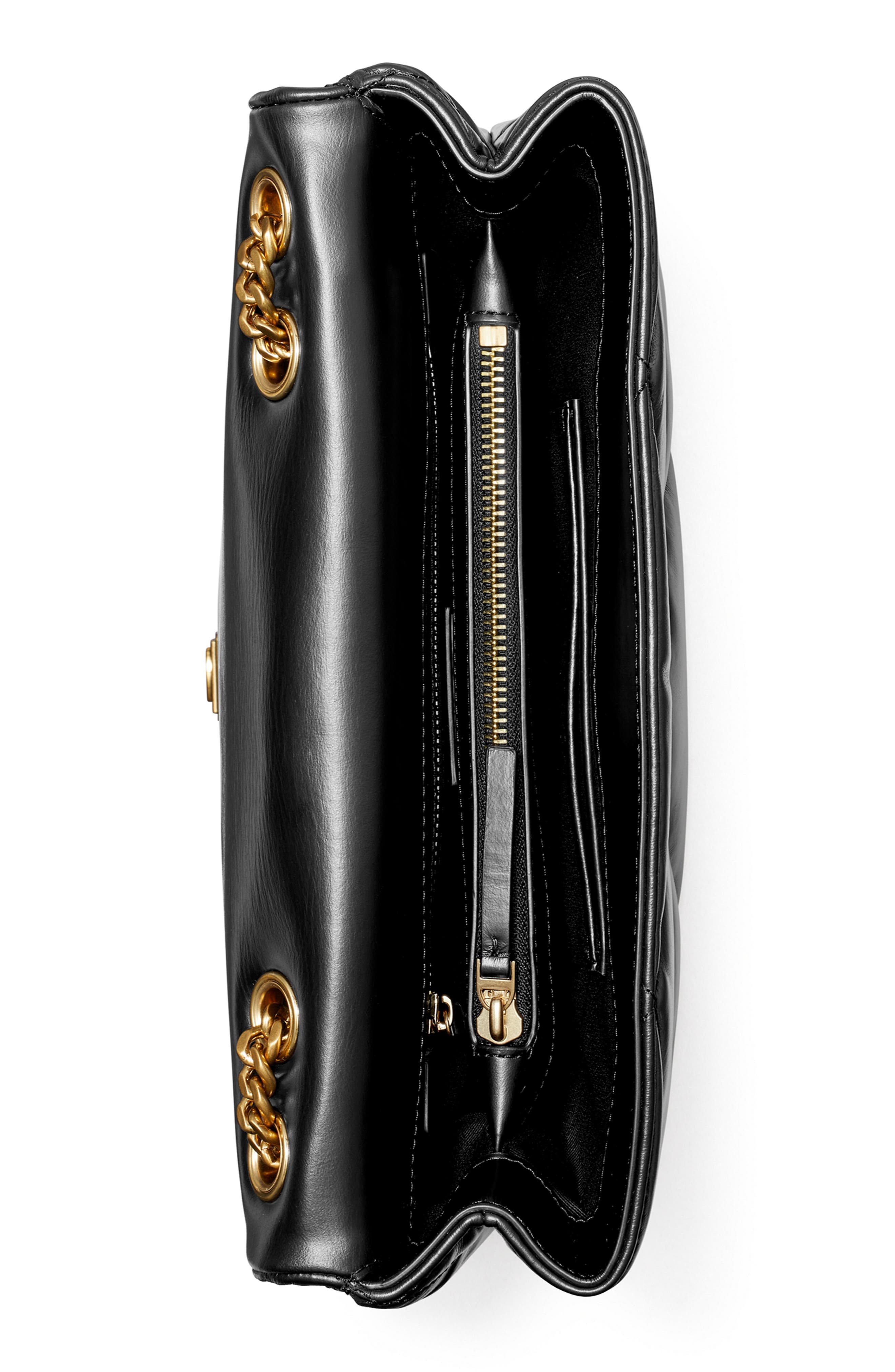 Tory Burch Kira Diamond Quilted Leather Convertible Shoulder Bag, Alternate, color, Black