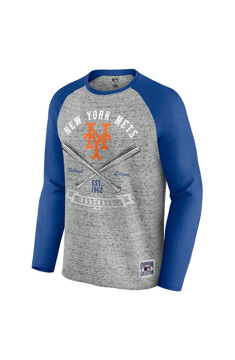 Darius Rucker Collection by Fanatics Men's Darius Rucker Collection by Fanatics Heather Gray New York Mets Raw Edge Raglan Long Sleeve Baseball T-Shirt, Alternate, color, Heather Gray