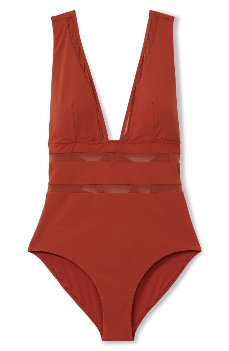 Reiss Harper Sheer Panel One-Piece Swimsuit, Alternate, color, 