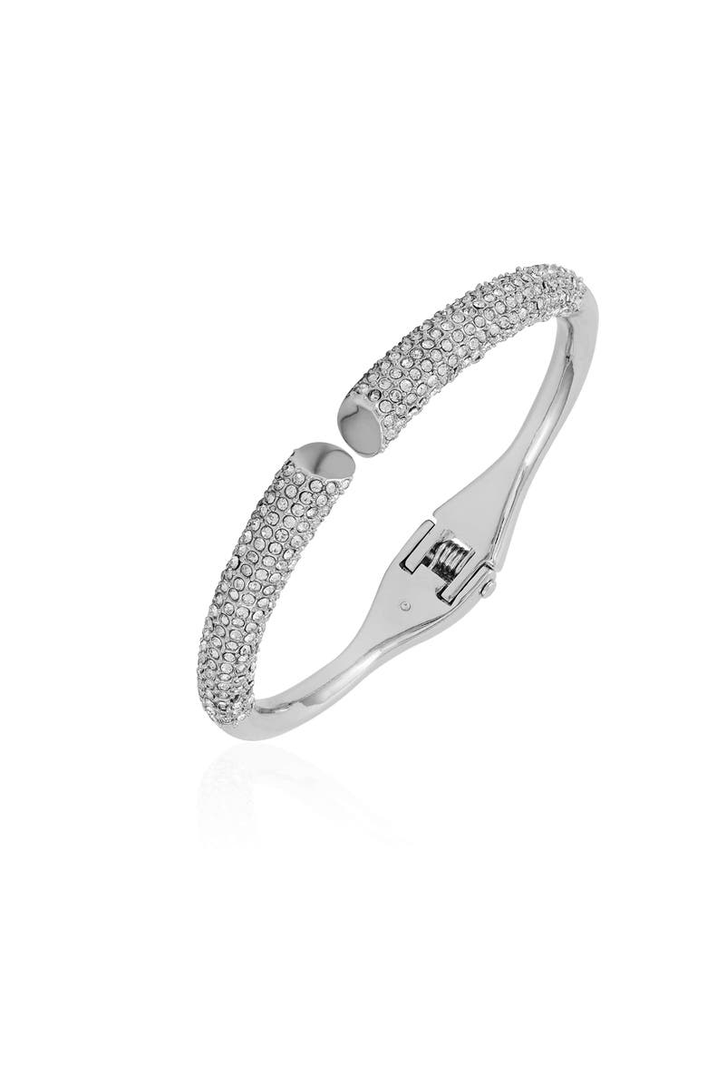 Vince Camuto Pave Hinge Bangle Bracelet, Main, color, Silver Tone