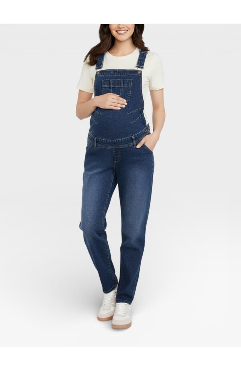 MOTHERHOOD MATERNITY Relaxed Fit Maternity Denim Overall, Main, color, Skoll Wash