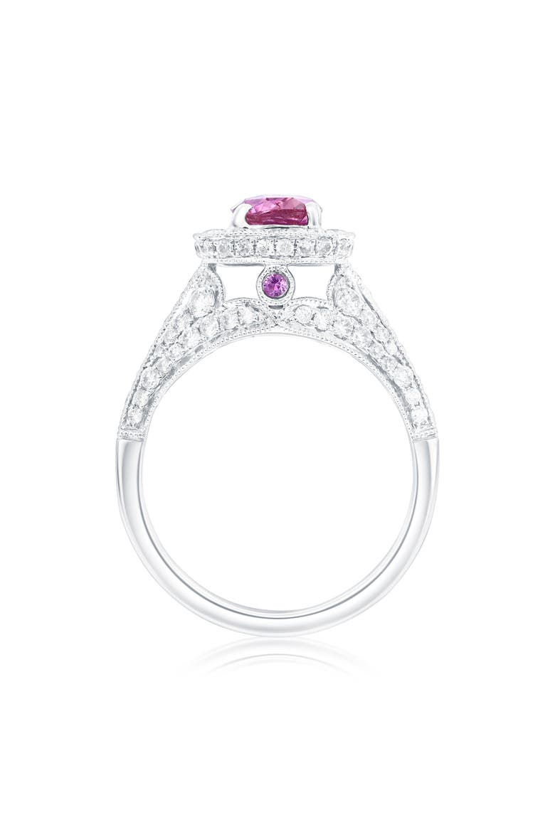 14K White Gold 1.13ct Green Diamond & 0.53cttw Diamond Ring, Alternate, color, Pink