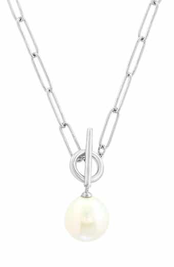 Sterling Silver Freshwater Pearl Toggle Necklace