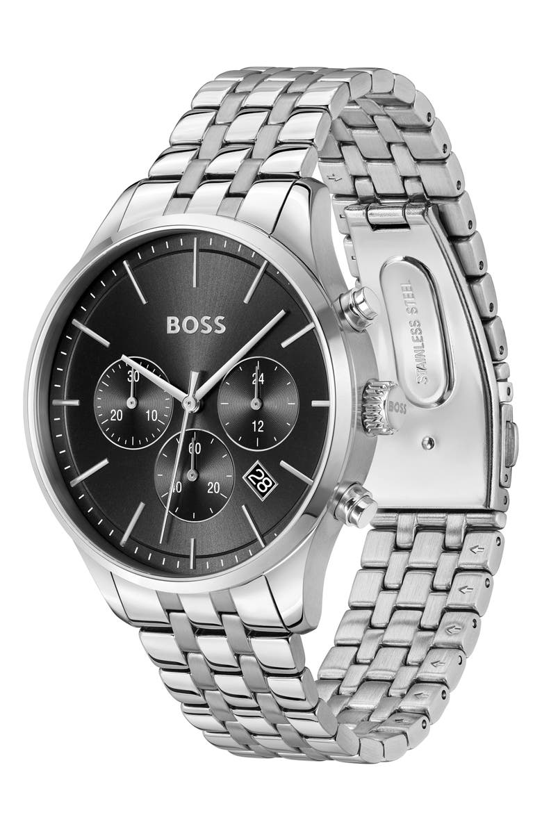 BOSS Avery Chronograph Bracelet Watch, 42mm, Alternate, color, Black