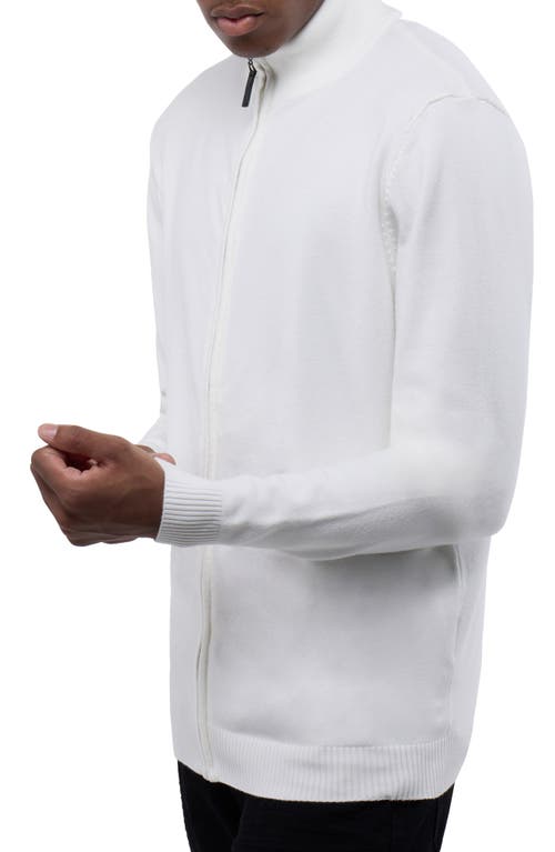 X-ray Xray Mock Neck Full Zip Sweater In Off White