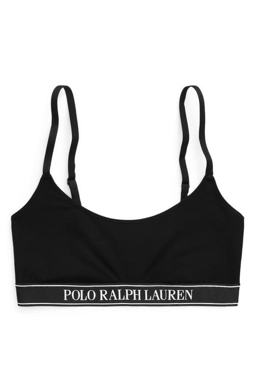 Polo Ralph Lauren Logo Band Scoop Neck Bralette In Black
