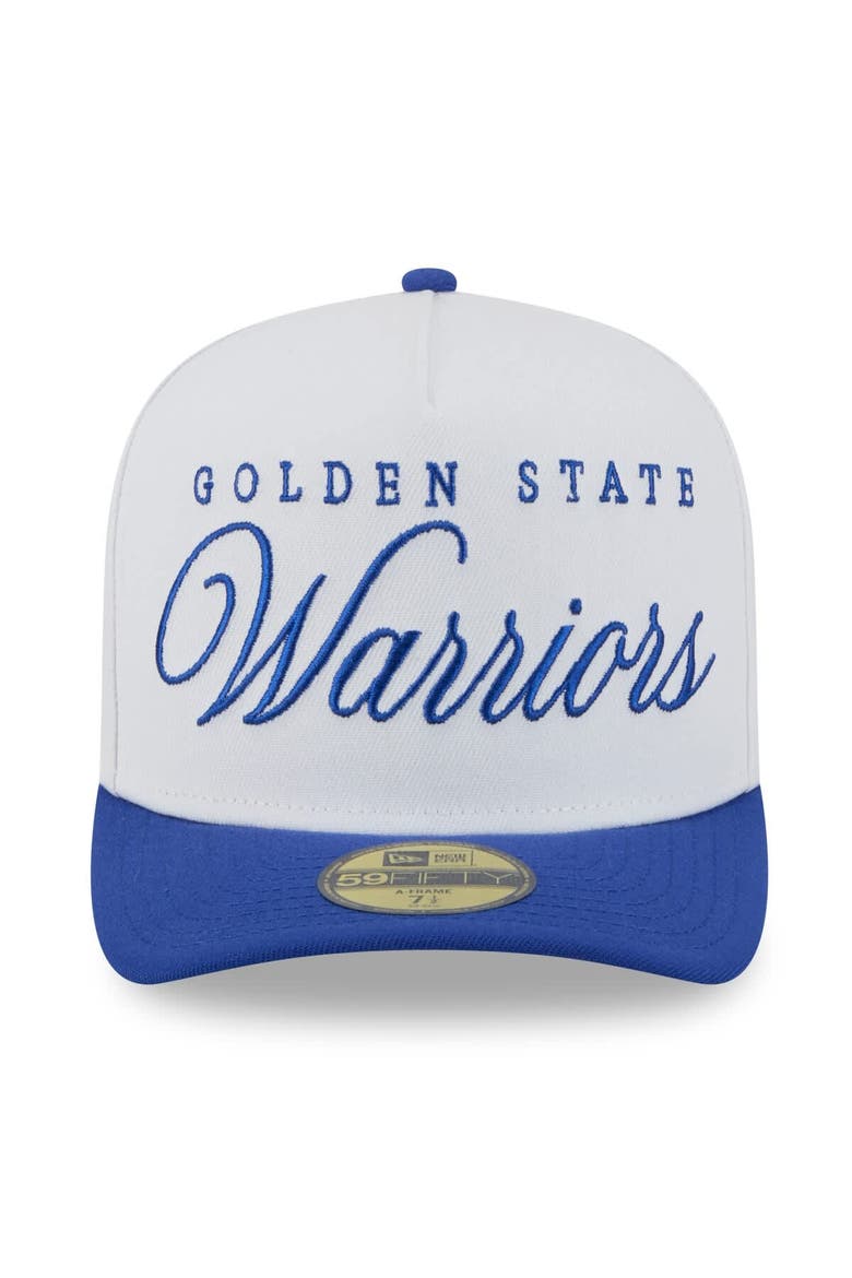 Men's New Era White/Royal Golden State Warriors 2025 NBA Draft A-Frame 59FIFTY Fitted Hat, Alternate, color, White