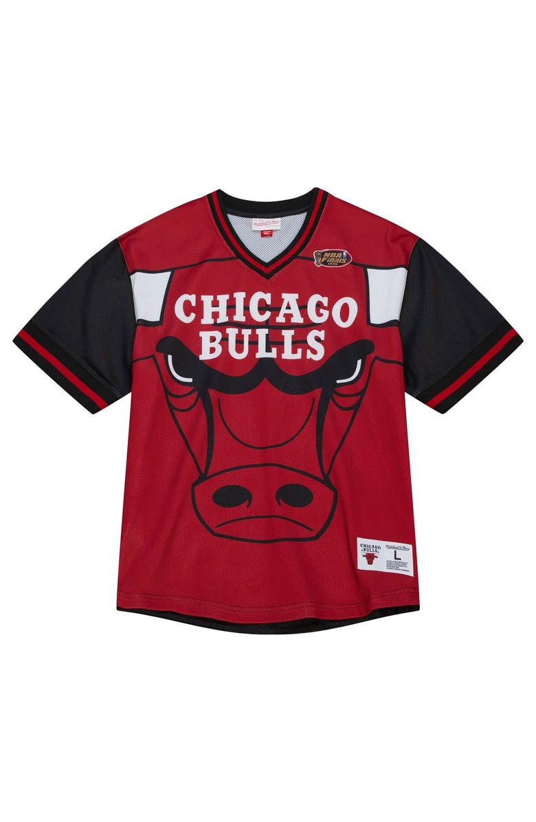 Mitchell & Ness Men's Mitchell & Ness  Red Chicago Bulls Jumbotron 3.0 Mesh V-Neck T-Shirt, Alternate, color, Red