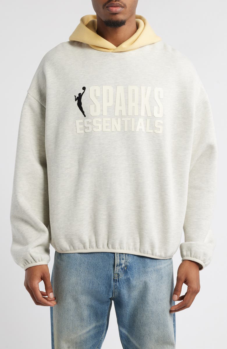 Fear of God Essentials x NBA Los Angeles Sparks Hoodie, Main, color, Light Heather