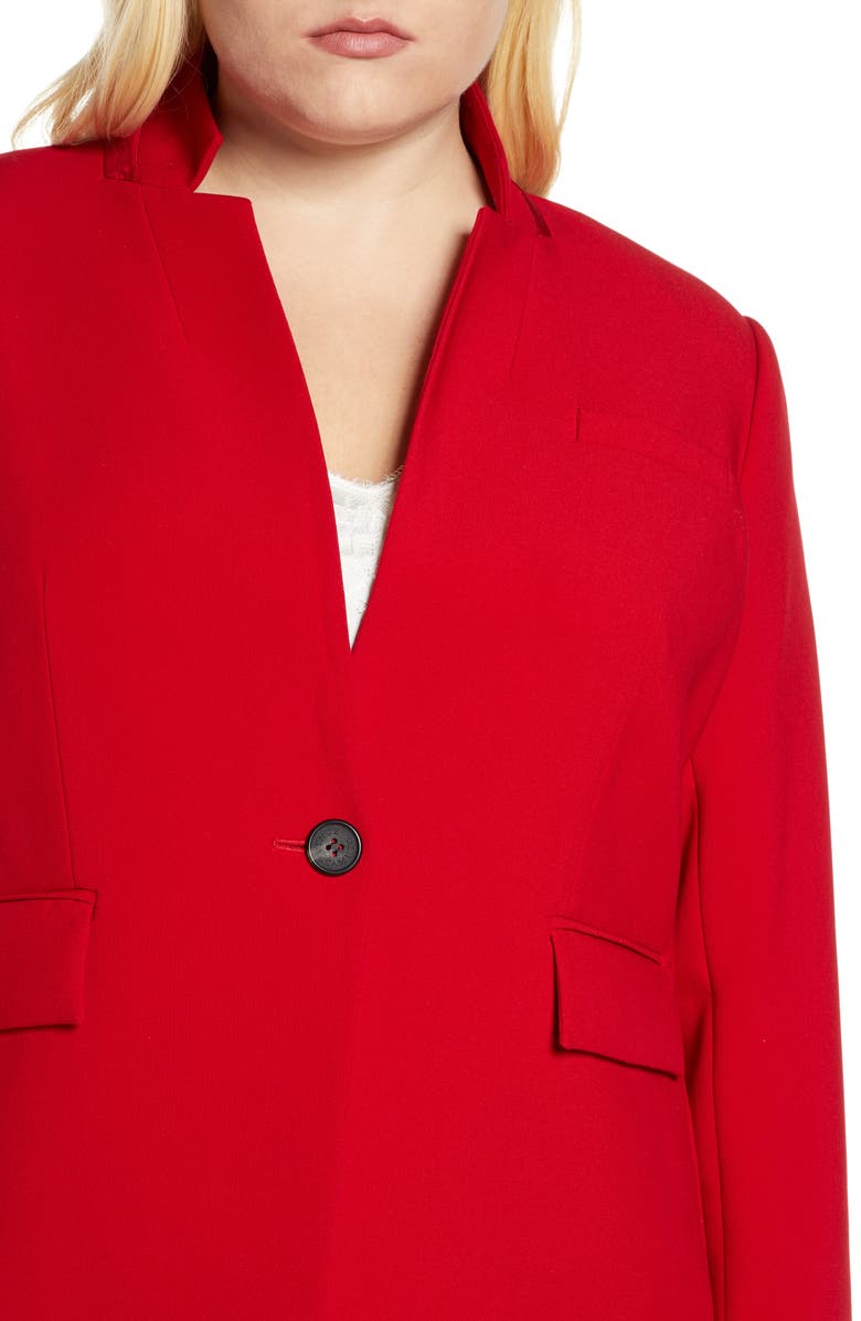 Vince Camuto Convertible Collar Stretch Crepe Blazer, Alternate, color, Tulip Red