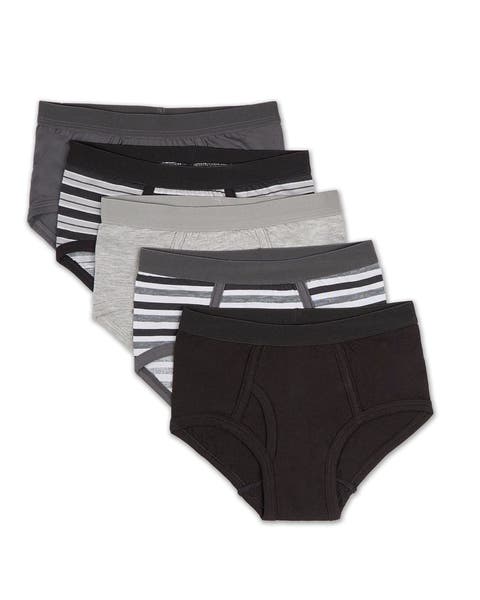 5 Pair Solids & Stripes Cotton Rich Gray Multi Briefs (Toddler, Little Kid & Big Kid)